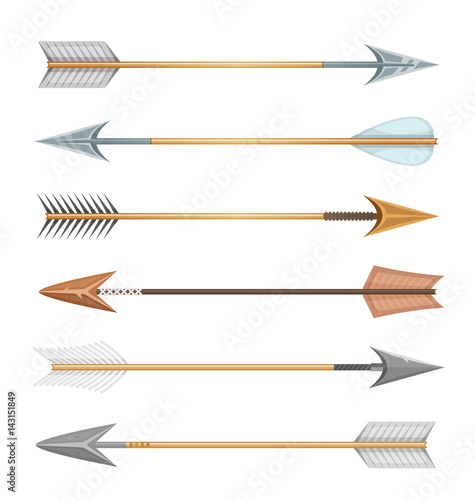 Cartoon Wood, Metal And Stone Arrows For Bow