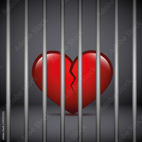rotes gebrochenes herz hinter gittern
