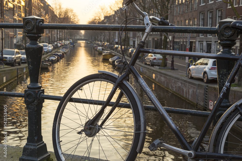 Esthetic bike view from Amsterdam Bridges