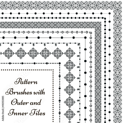 Vector pattern brushes with outer and inner tiles