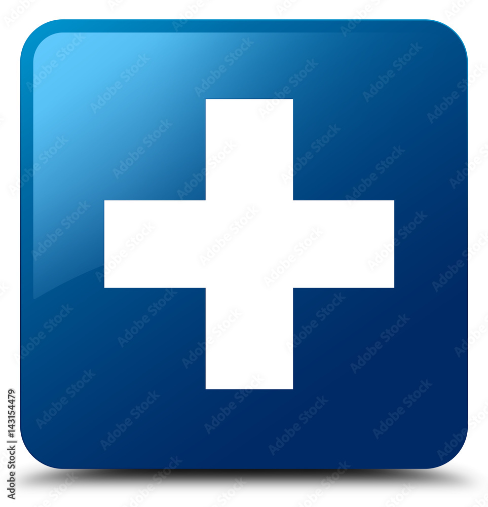 Obraz premium Plus icon blue square button