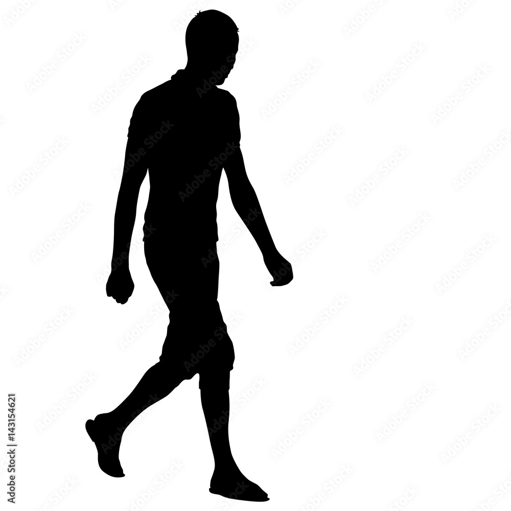 Black silhouette man standing, people on white background Black silhouette man standing, people on white background