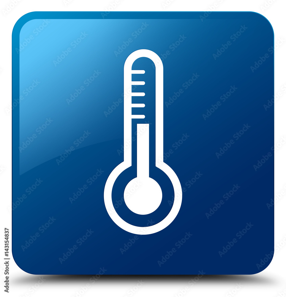 Thermometer icon blue square button Thermometer icon blue square button
