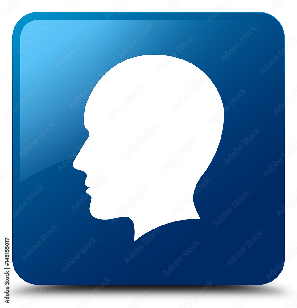 Head men face icon blue square button