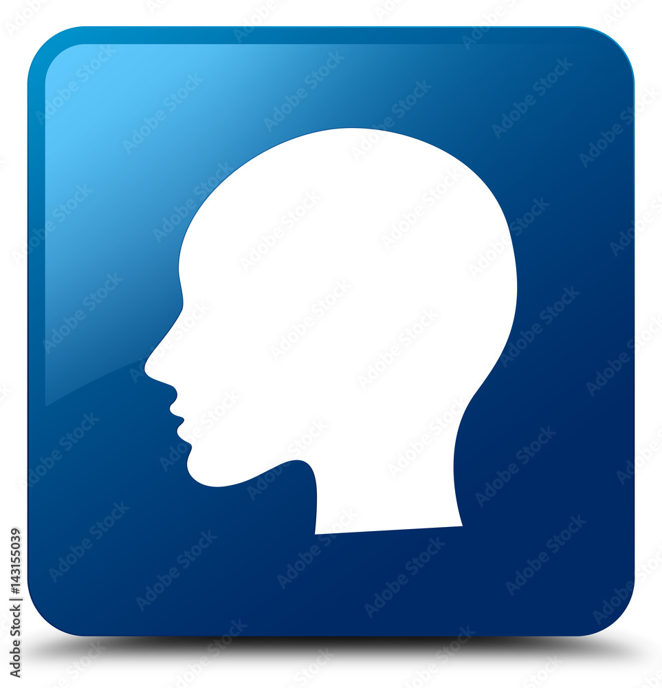 Head woman face icon blue square button Head woman face icon blue square button