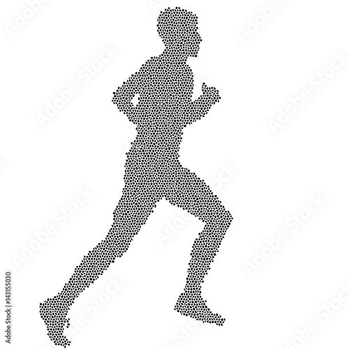 Black Silhouettes Runners sprint men on white background