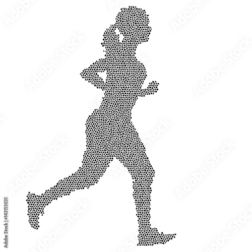 Black Silhouettes Runners sprint women on white background