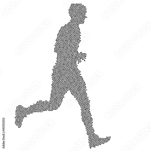 Black Silhouettes Runners sprint men on white background