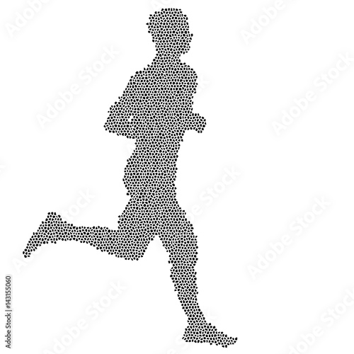Black Silhouettes Runners sprint men on white background