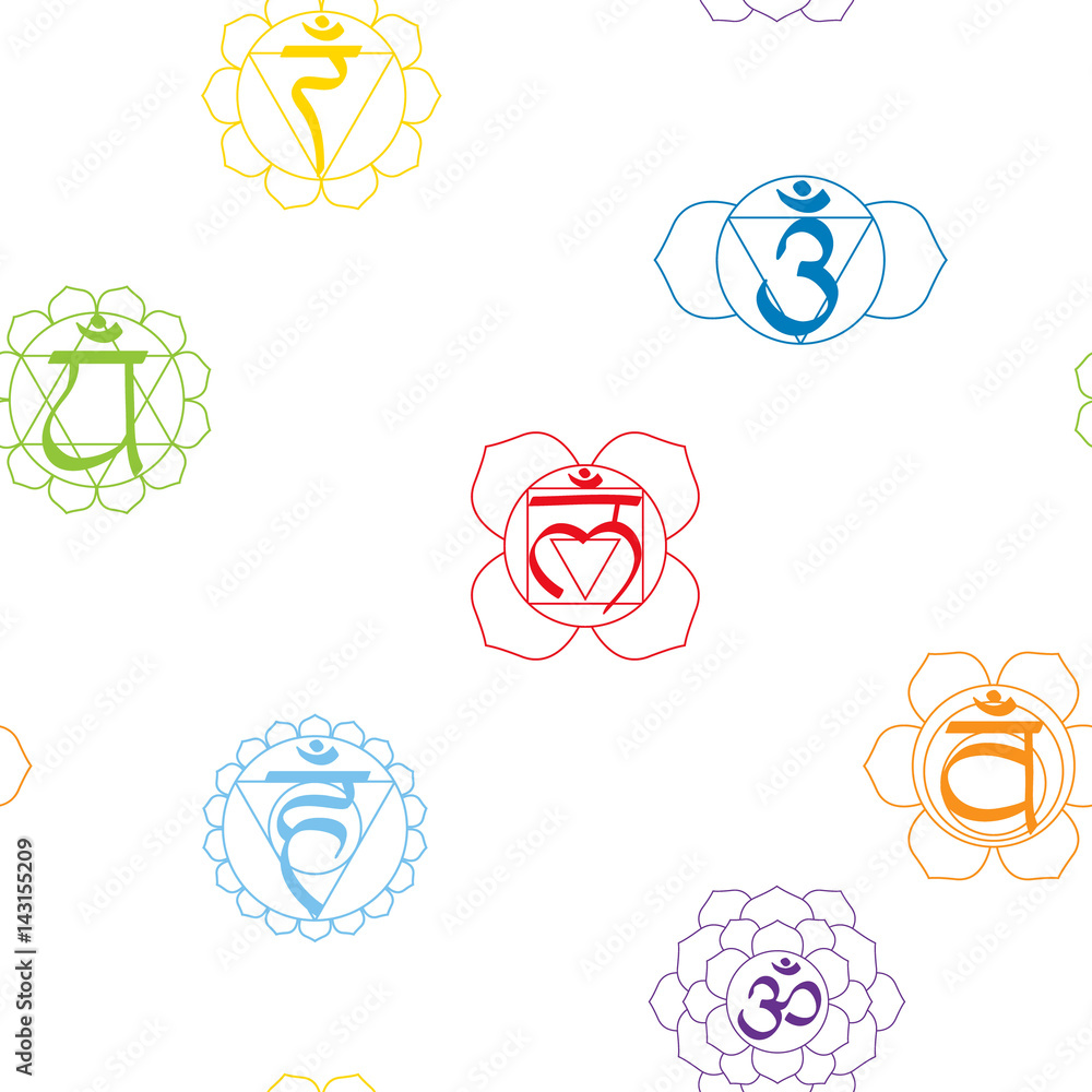 seamless pattern with signs and names of chakras in Sanskrit for your design seamless pattern with signs and names of chakras in Sanskrit for your design