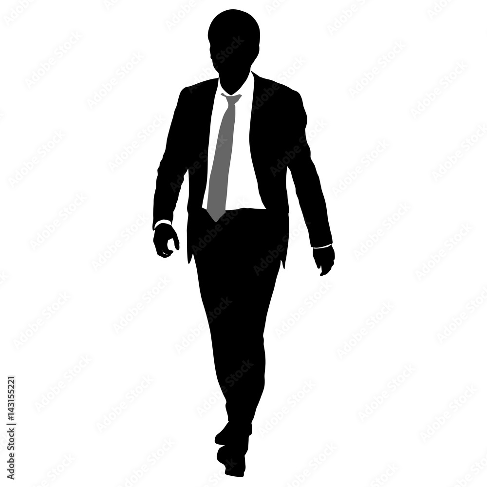 Silhouette businessman man in suit with tie on a white background. Vector illustration Silhouette businessman man in suit with tie on a white background. Vector illustration