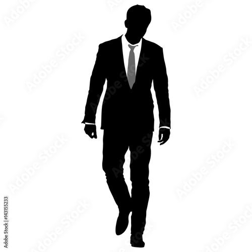 Silhouette businessman man in suit with tie on a white background. Vector illustration
