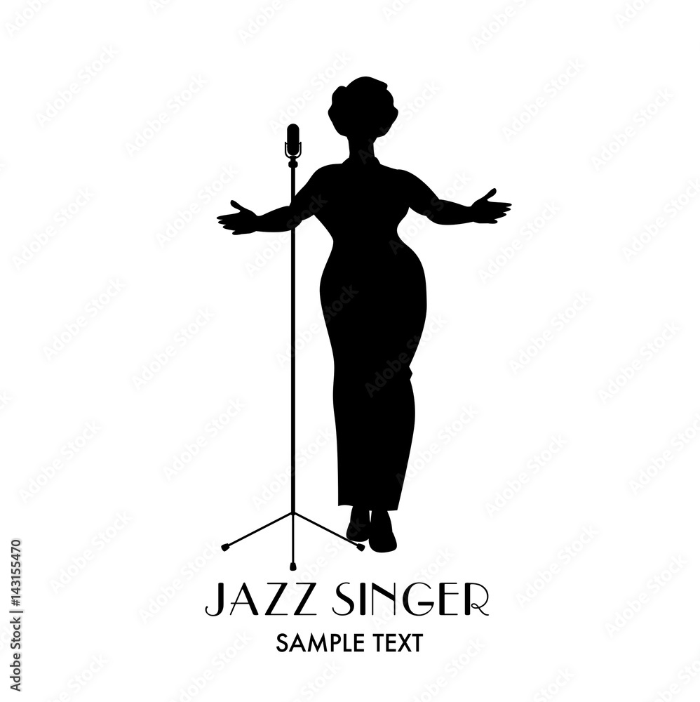 Elegant, curvy and sexy Jazz singer woman silhouette singing a melody  vector de Stock | Adobe Stock