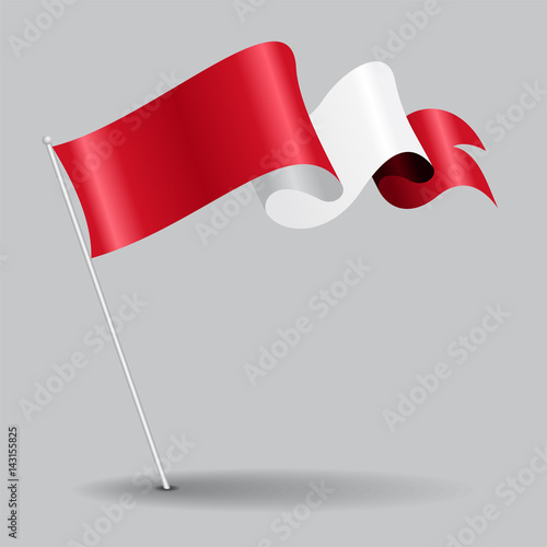 Peruvian pin wavy flag. Vector illustration.