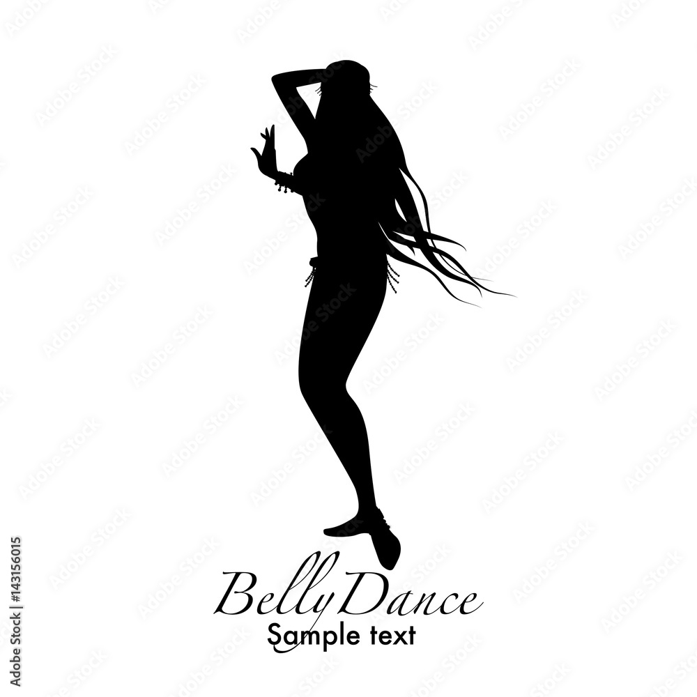 Naklejka premium Beautiful belly dancer silhouette wearing exotic clothes