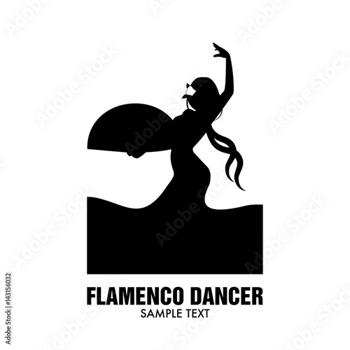 Spanish flamenco dancer silhouette. Vector Illustration