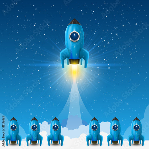 Space leader rocket launch, Creative idea, Vector illustration