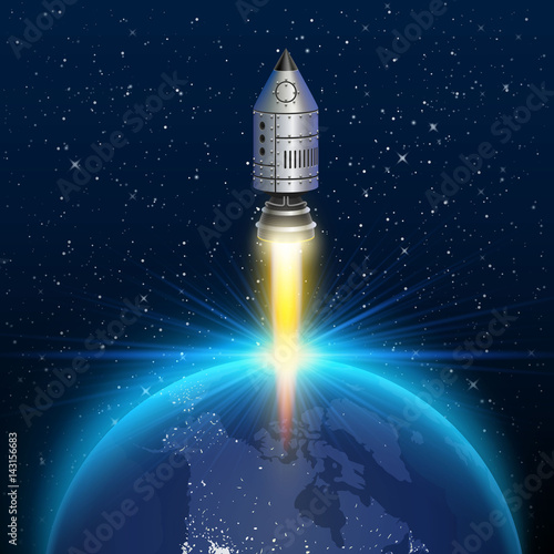 Space rocket launch creative art. Vector illustration