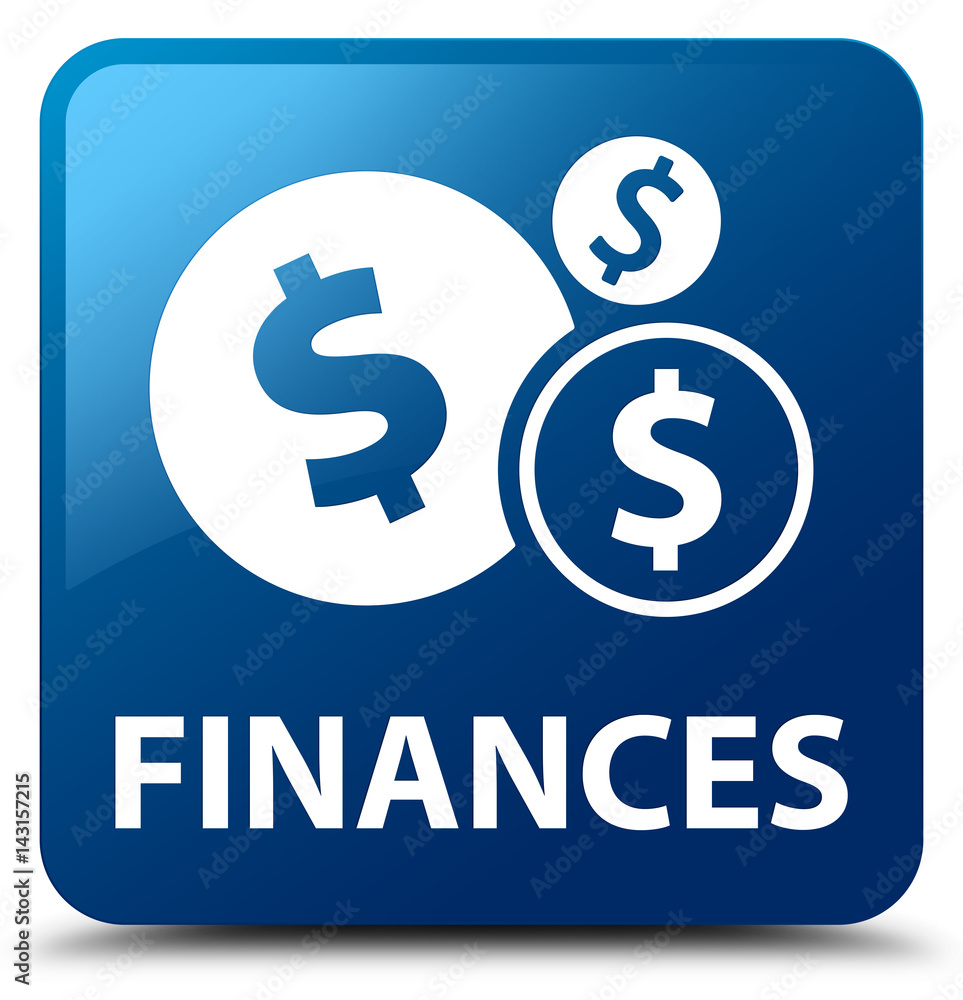 Finances (dollar sign) blue square button Finances (dollar sign) blue square button