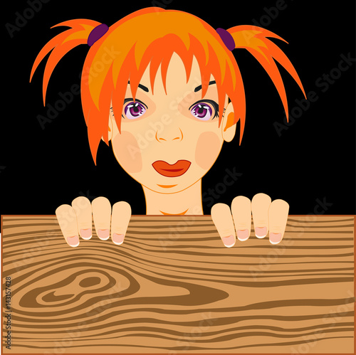 Girl peers out for boards