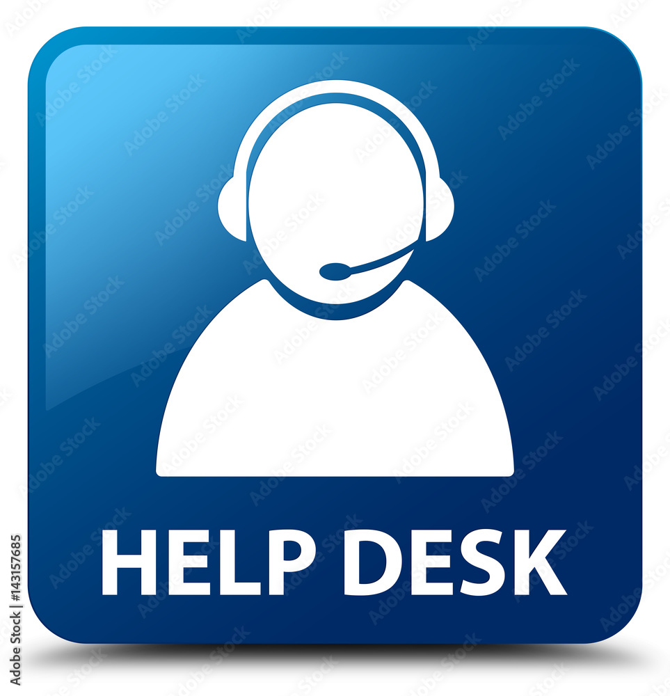 Help desk (customer care icon) blue square button Help desk (customer care icon) blue square button