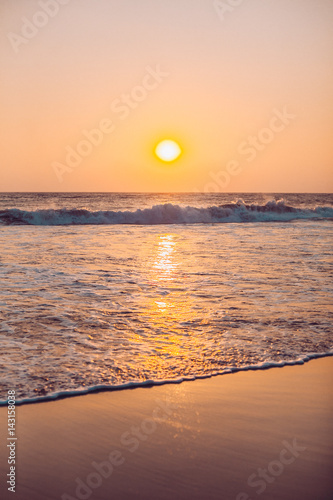 Sunset Over the Beach Hikkaduwa in Sri Lanka