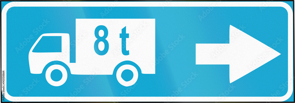 Estonian informatory road sign with route for lorries Estonian informatory road sign with route for lorries