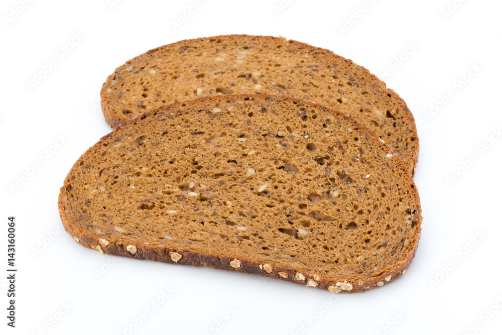 Slices of rye bread isolated on white background. Slices of rye bread isolated on white background.