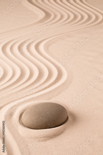 Zen meditation stone and sand garden. Symbol for spirituality harmony and purity...
