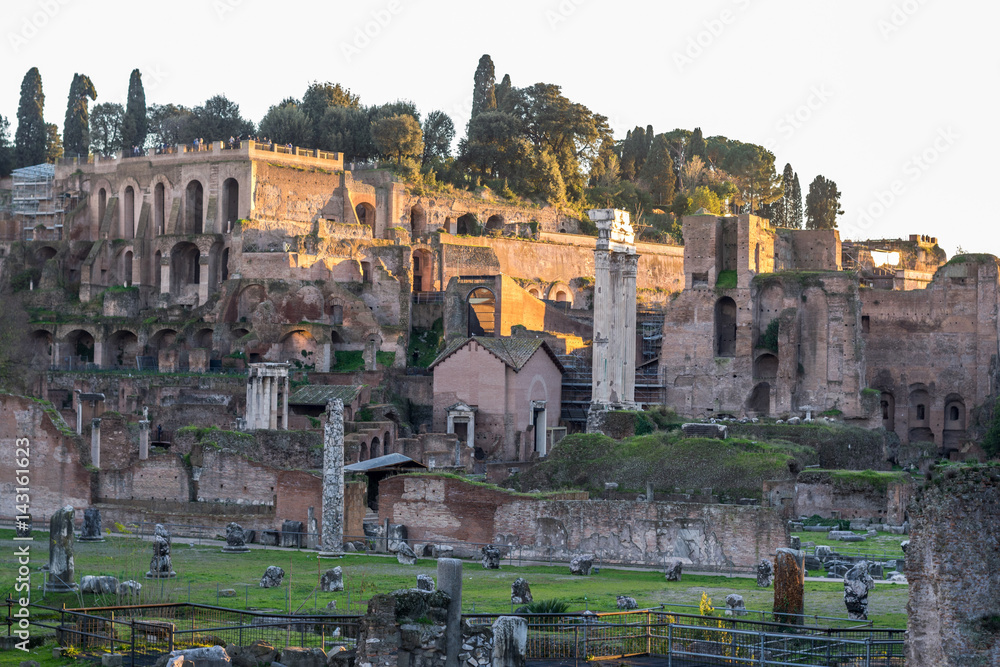 Roman forum from Via dei Fori Imperiali.