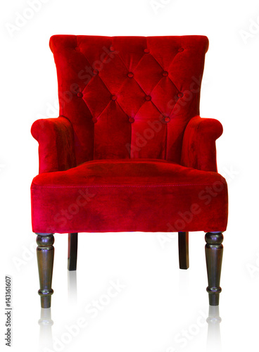 Red vintage armchair isolated on white clipping path.