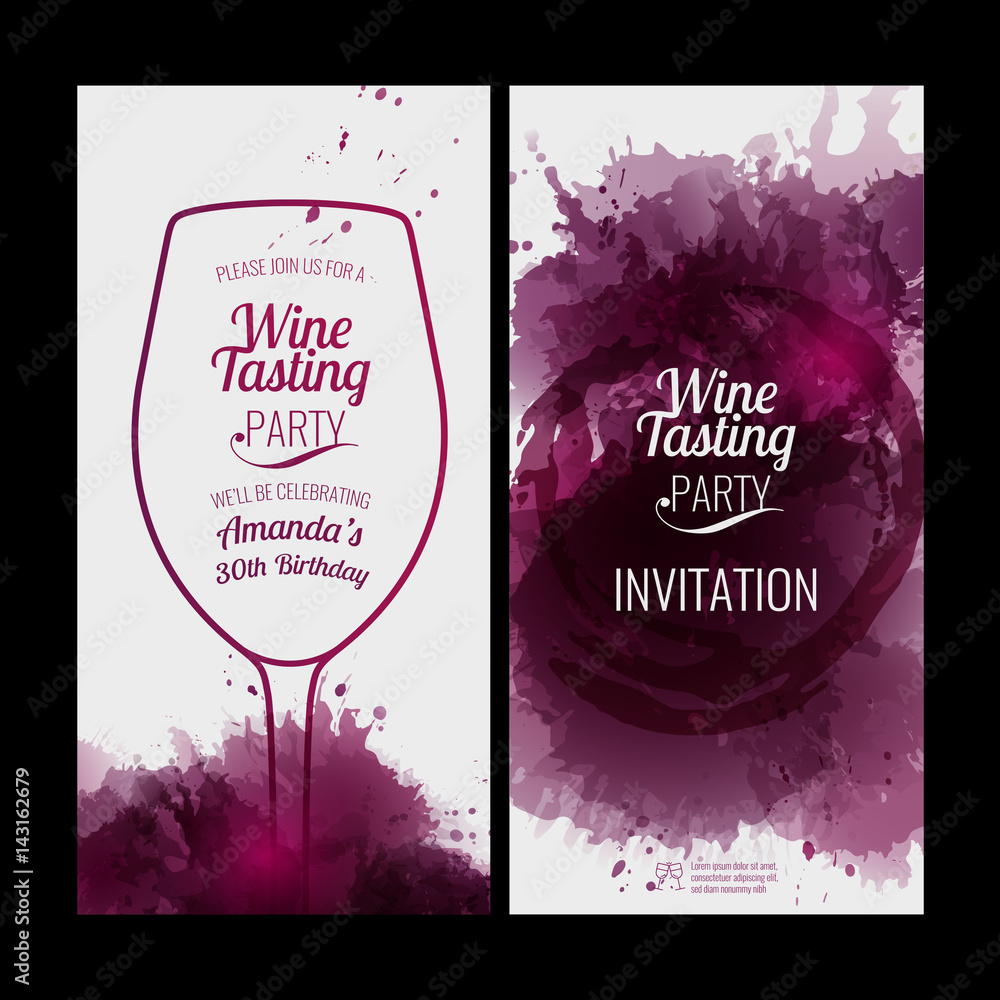 Design template list, wine tasting or invitation. Illustration glass of ...