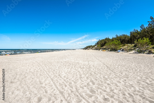 Sand beach in the summer, landscape, tourist travel background