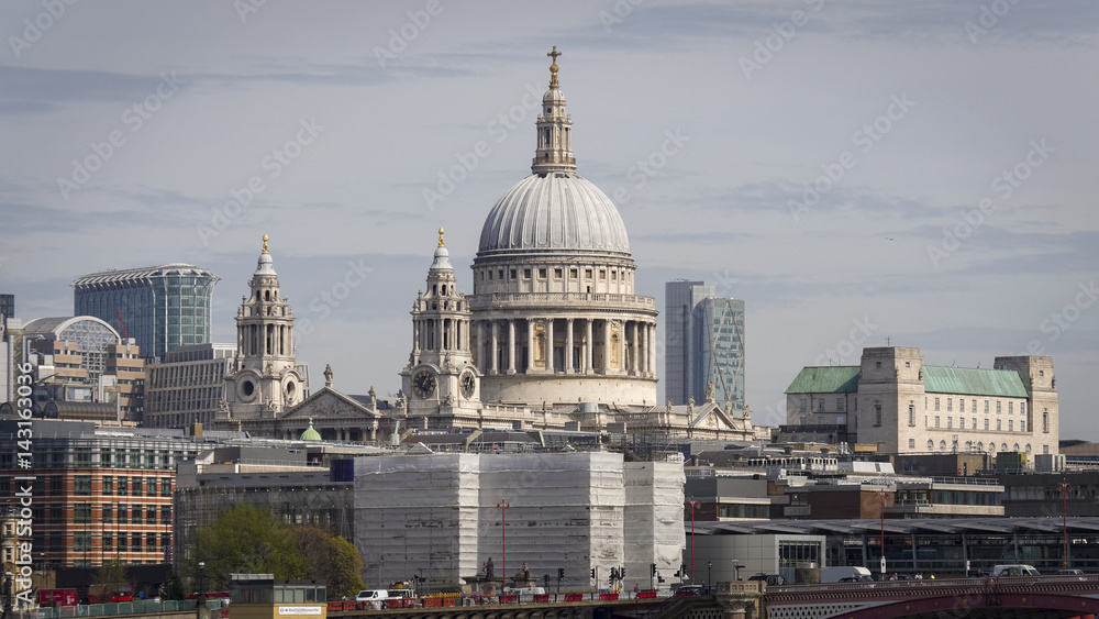 St Paul's Cathedral in London City Skyline.
