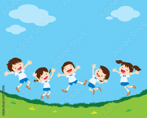 happy jumping student