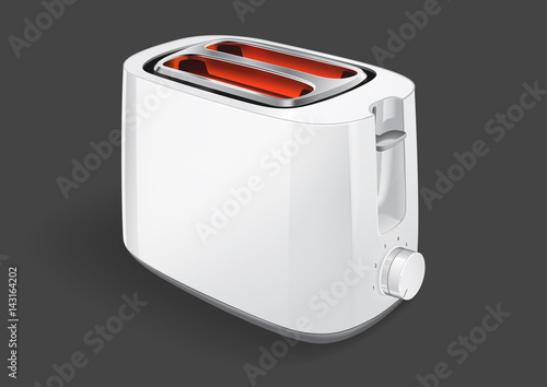 Bright Metal Glossy Toaster turned on with hot