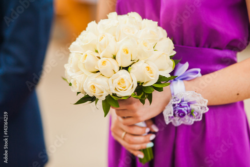 Wedding bouquet of white roses