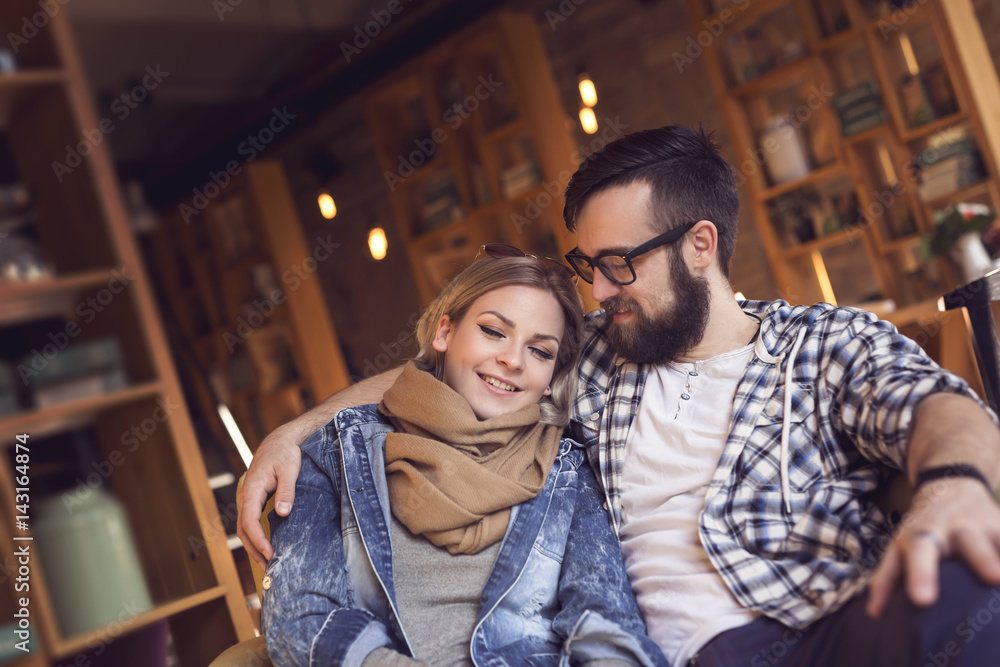 Couple in a cafe Couple in a cafe