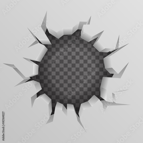 Brick wall Hollow crack hole transparent background vector illustration