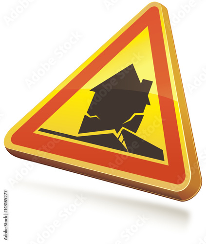 Panneau de danger temporaire glissement de terrain 3D(ombre)