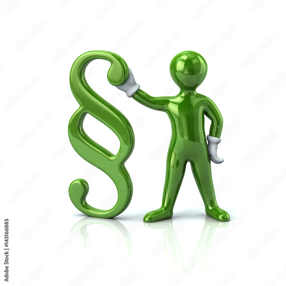 Green character man holding paragraph symbo Green character man holding paragraph symbo