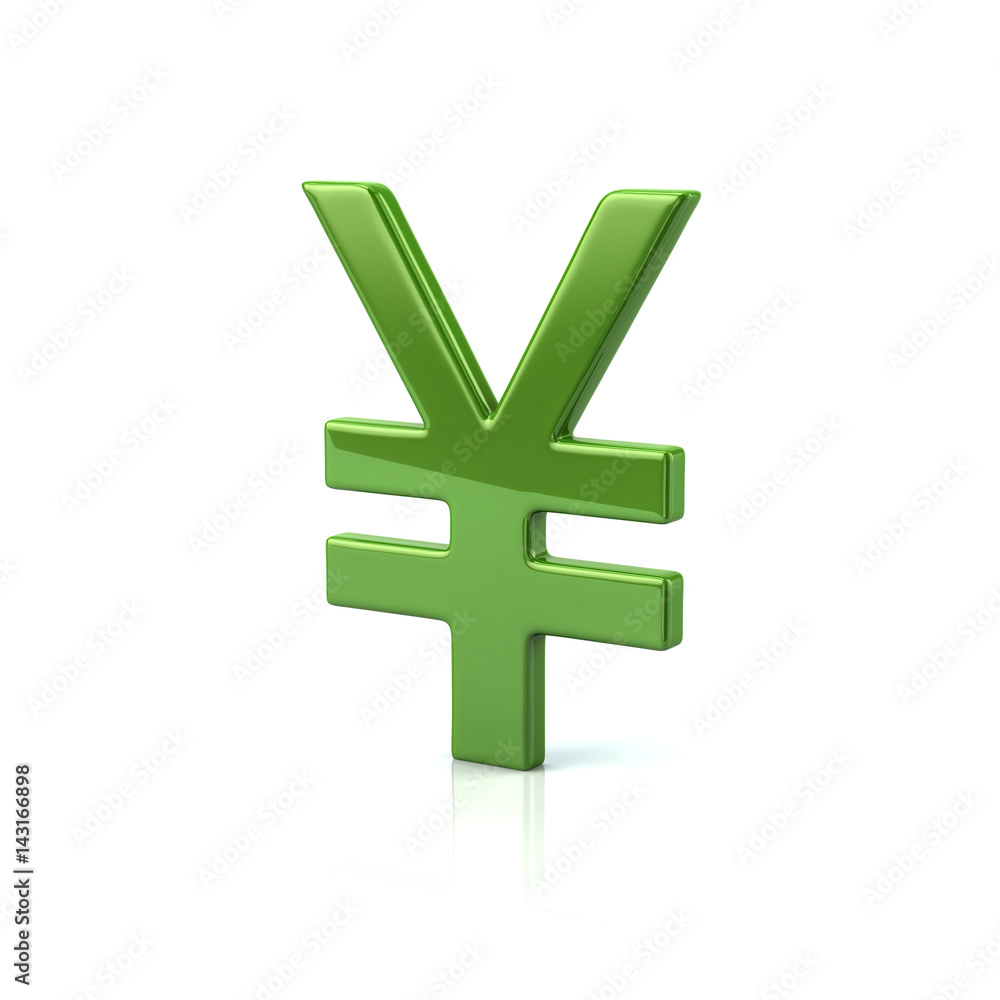 Obraz premium Green yen currency sign
