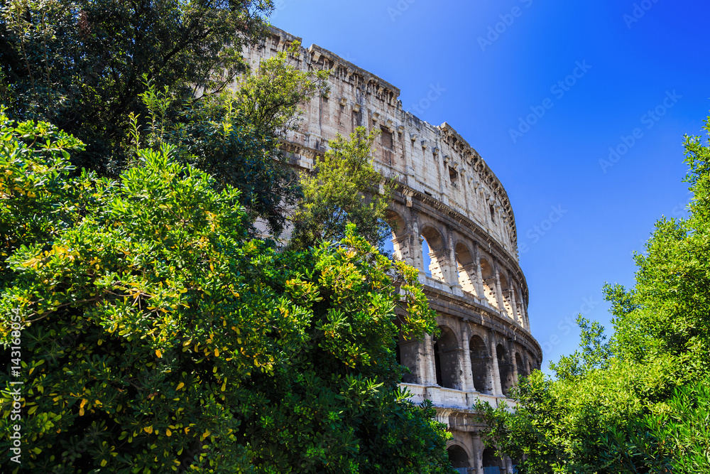 View of Colosseum in Rome, Italy. History famous landmark of Italy