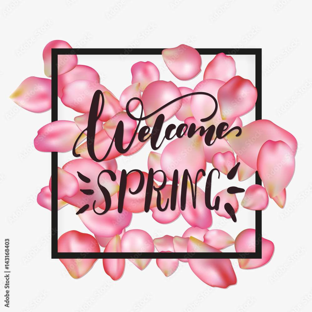 Welcome spring hand drawn lettering design isolated Stock Vector ...
