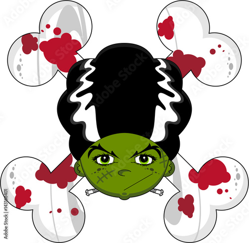 Cartoon Halloween Frankensteins Bride