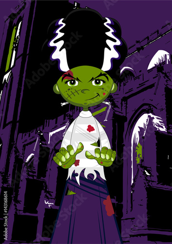 Cartoon Halloween Frankensteins Bride
