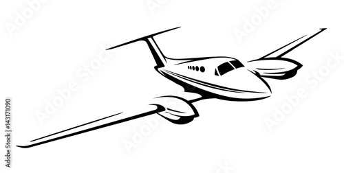 Small private twin engine airplane  vector illustration