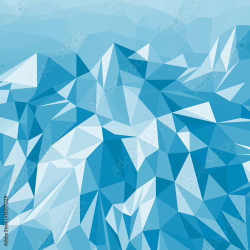Abstract mountain landscape background of multicolor blue triangles. Polygonal pattern for your design.