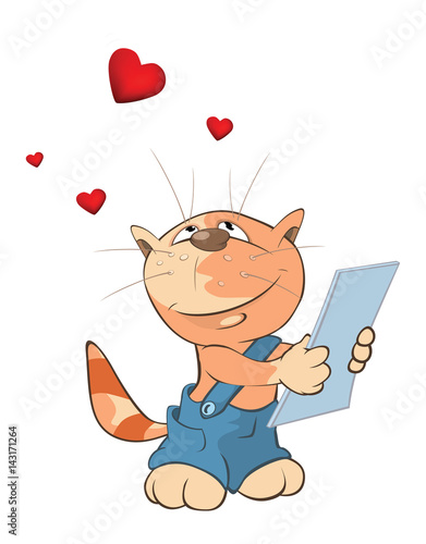  Illustration of a Cute Cat. Cartoon Character. Vinegar valentines