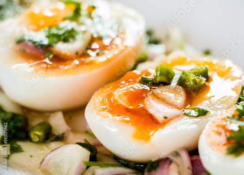 medium-boiled eggs with salad